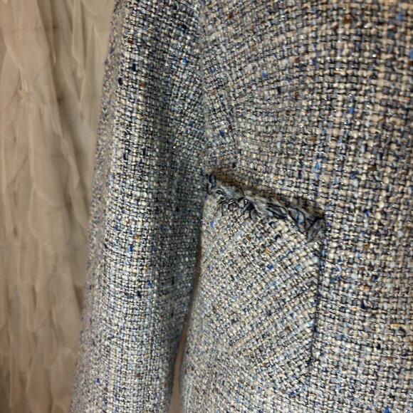 BCBG Max Azria Steel Blue Tweed Jacket - Picture 6 of 9